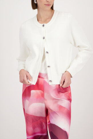 Monari jacket stickjacke ronde nek off-white SS26