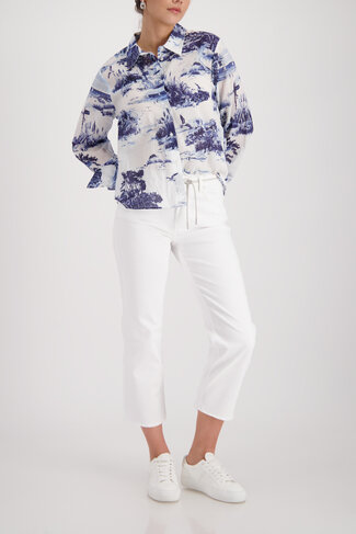 Monari broek jeans gurtel straight cream SS26