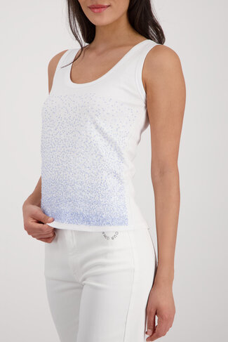 Monari top pailletten ronde nek cream SS26