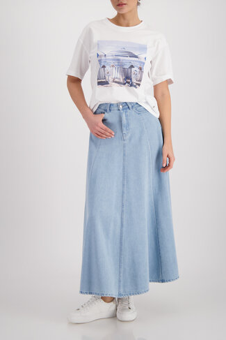 Monari t-shirt beach dogs ronde nek cream SS26