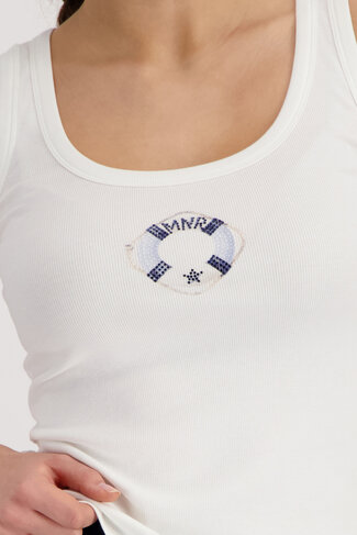 Monari top mini druck ronde nek cream SS26