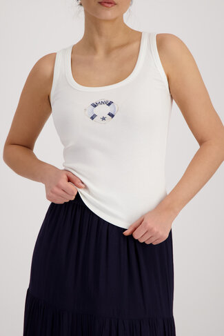 Monari top mini druck ronde nek cream SS26