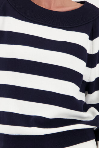 Monari trui gestreept ringel ronde nek marine SS26