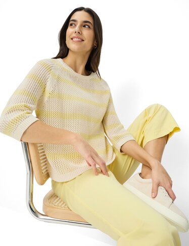 Brax trui gebreid zuiver katoen style Nala limoncello SS26