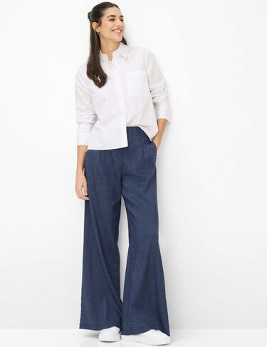 Brax broek palazzo wide leg style Marlene navy SS26