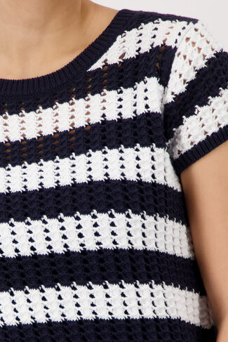 Monari pull ringle ronde nek marine streep SS26