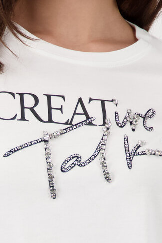 Monari t-shirt ronde nek cream SS26