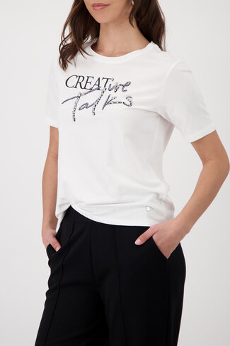 Monari t-shirt ronde nek cream SS26