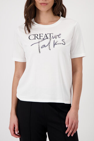 Monari t-shirt ronde nek cream SS26