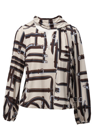 K-Design bloes ronde hals met sjaaltje en print FW26