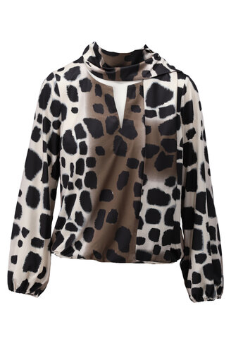 K-Design bloes panter ronde hals met sjaaltje & print FW26