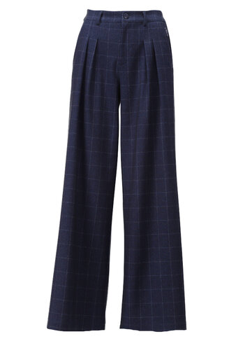 K-Design broek dark blue met ruitjesmotief FW26
