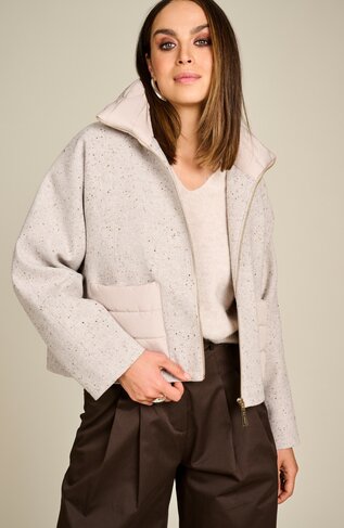 Due Amanti jacket Justine beige shyne mix FW26