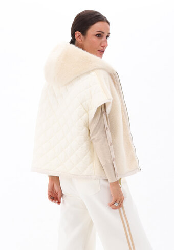 K-Design bodywarmer ivory gewatteerd bont look thermische 3M voering FW26