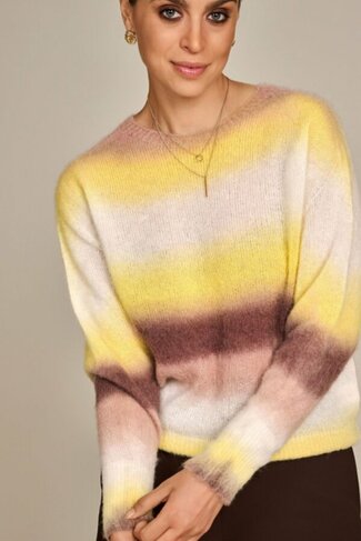 Due Amanti pull Weaves yellow-choco stripes FW26