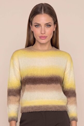 Due Amanti pull Weaves yellow-choco stripes FW26