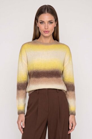 Due Amanti pull Weaves yellow-choco stripes FW26
