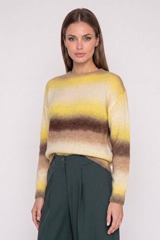 Due Amanti pull Weaves yellow-choco stripes FW26