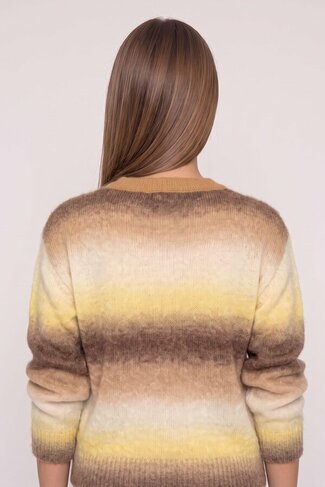 Due Amanti pull Weaves yellow-choco stripes FW26