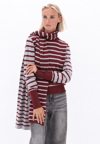 K-Design pull ronde hals met strepen en sjaal maroon FW26