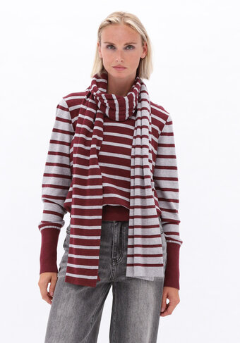 K-Design pull ronde hals met strepen en sjaal maroon FW26