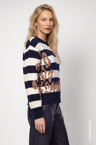 Monari pull ringle + leo dark blue FW26