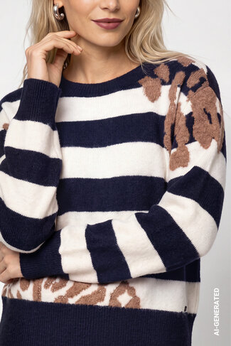 Monari pull ringle + leo dark blue FW26