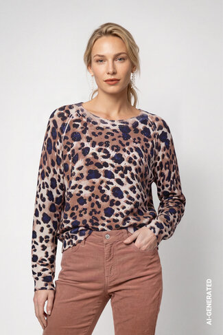 Monari pull leo ronde nek tiramisu patroon FW26