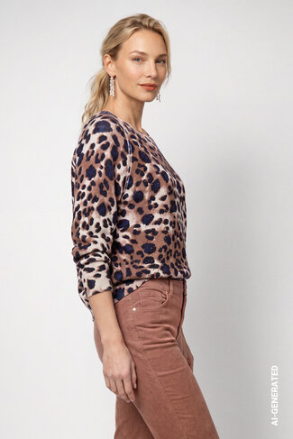 Monari pull leo ronde nek tiramisu patroon FW26