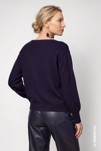Monari pull ronde nek dark blue FW26