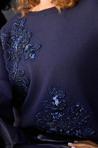 Monari pull ronde nek dark blue FW26