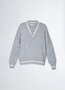 Liu-Jo sweater v-hals logo wol licht grijs FW24