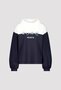 Monari sweater kleurblokken donker blauw/wit FW24