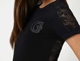 Guess t-shirt stretchkatoen met kanten inzetstukken zwart FW24