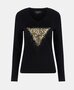 Guess t-shirt met driehoek dierenlogo lange mouw zwart FW24