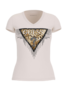 Guess t-shirt met driekhoek dierenlogo cream white FW24