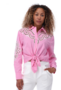 K-Design bloes met borduursel pink stripe SS25