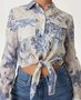 Guess bloes cropped bloemenprint blauw SS25