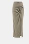 Guess rok lang gedrapeerd koker mossy green SS25